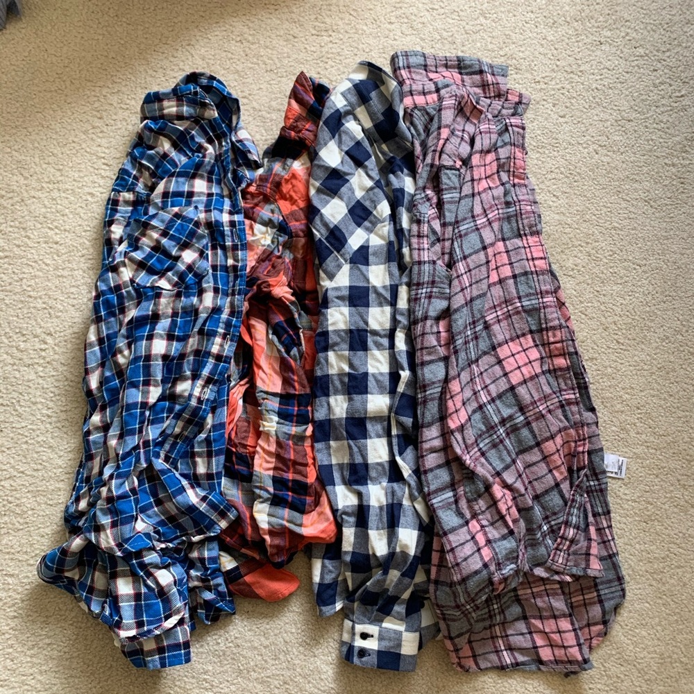 bundle of flannels (A&F, Aeropostale, and Zara)